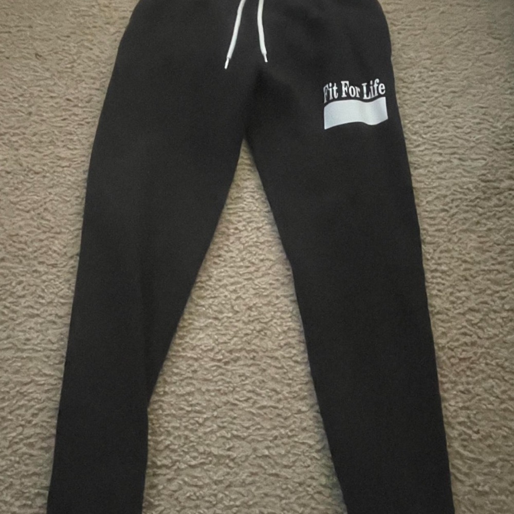 Black Joggers with White Drawstring